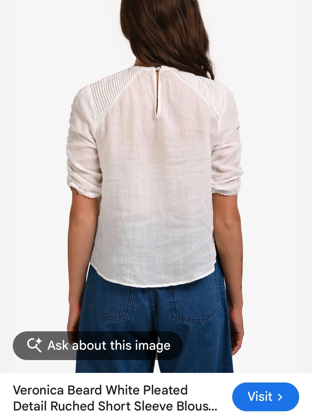 Veronica Beard Cream Pintuck Front Blouse - Picture 3 of 4